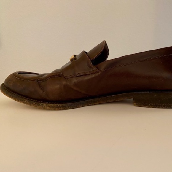 Gucci Brown Vintage 1990's loafers with gold Gucci - Picture 5 of 9